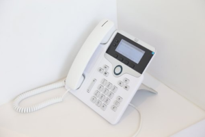 a white landline phone