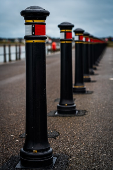 Parking-bollards in a car park.