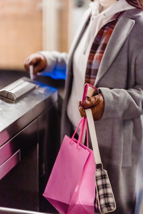  A woman swiping an access card